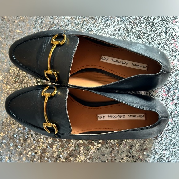 Other Stories Leather Black Loafers with Gold Accent Size 36 - Picture 7 of 11
